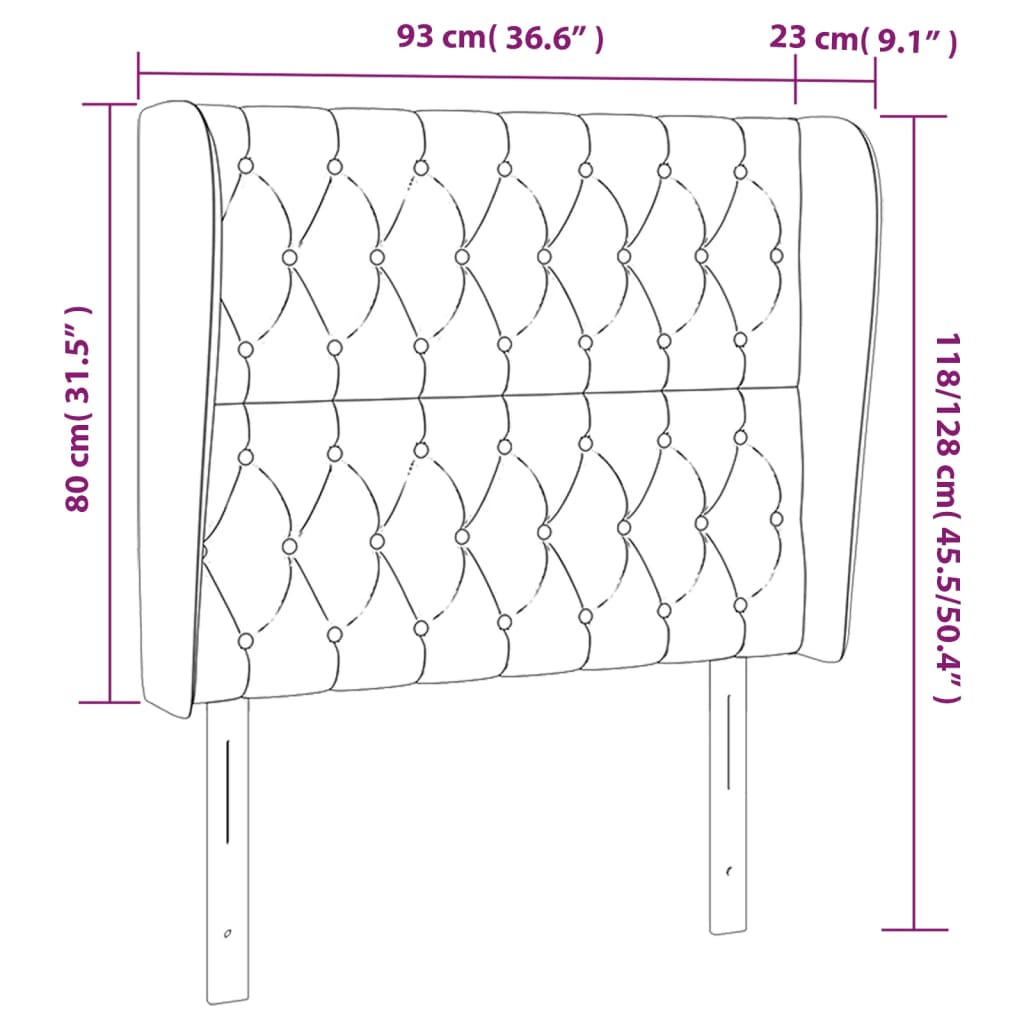 Hoofdbord met randen 93x23x118/128 cm stof crèmekleurig is nu te koop bij PeponiXL, paradijselijk wonen!
