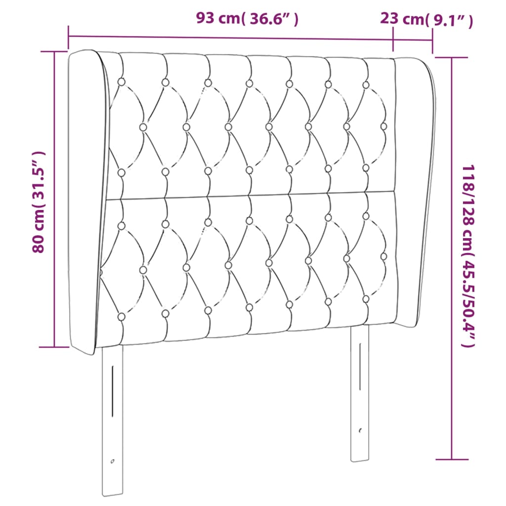 Hoofdbord met randen 93x23x118/128 cm stof blauw is nu te koop bij PeponiXL, paradijselijk wonen!