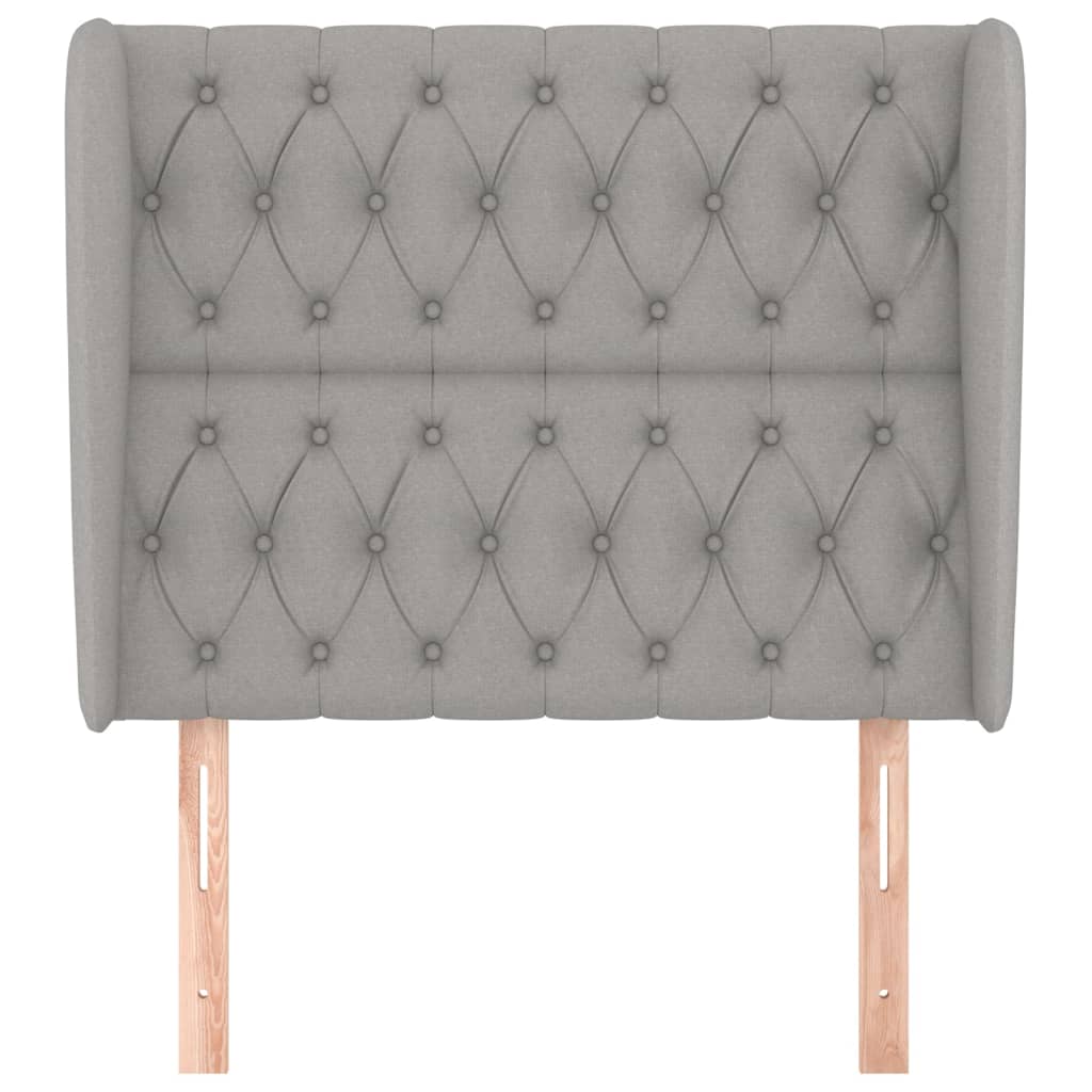 Hoofdbord met randen 103x23x118/128 cm stof lichtgrijs is nu te koop bij PeponiXL, paradijselijk wonen!