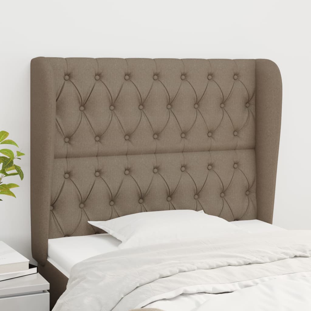 Hoofdbord met randen 103x23x118/128 cm stof taupe is nu te koop bij PeponiXL, paradijselijk wonen!
