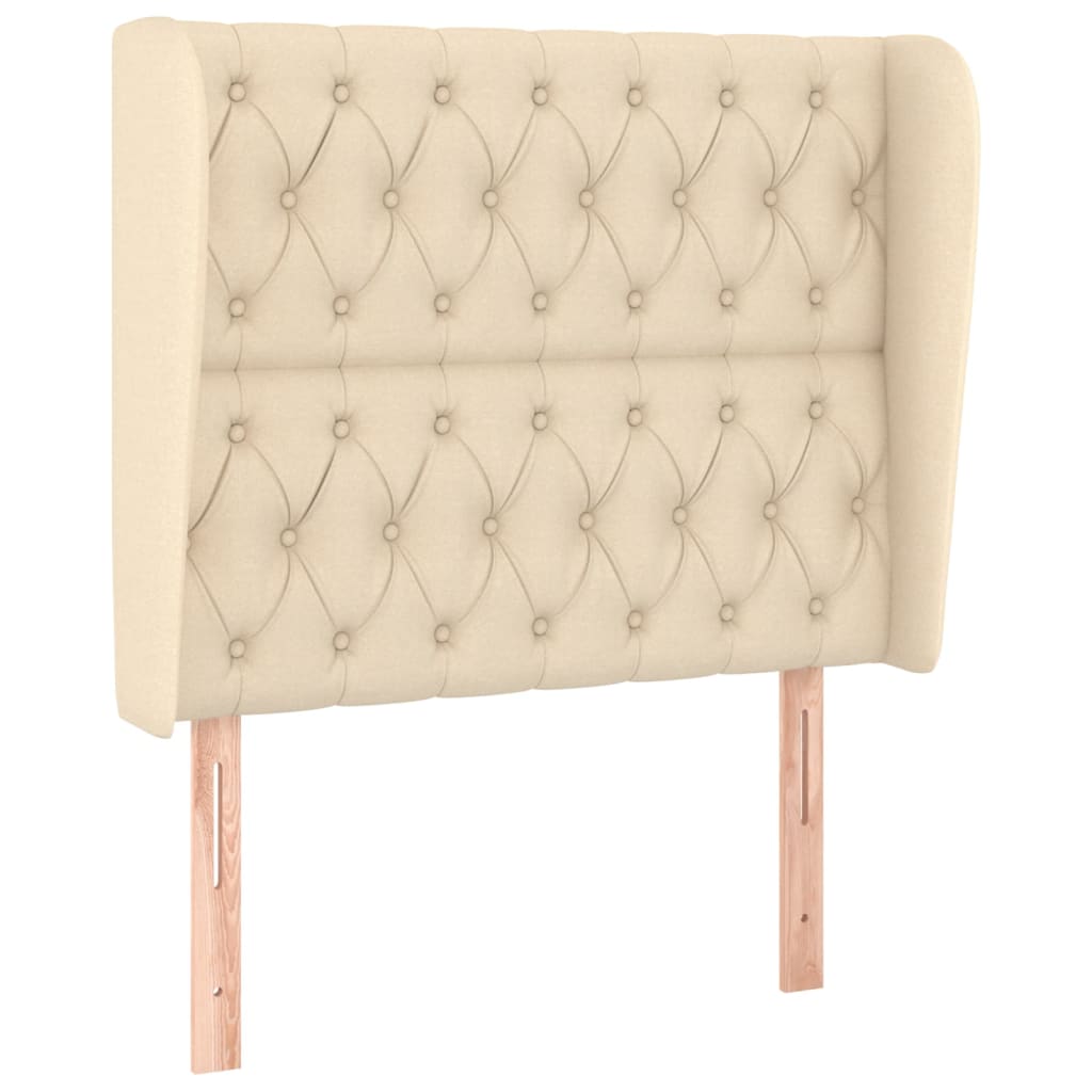 Hoofdbord met randen 103x23x118/128 cm stof crèmekleurig is nu te koop bij PeponiXL, paradijselijk wonen!