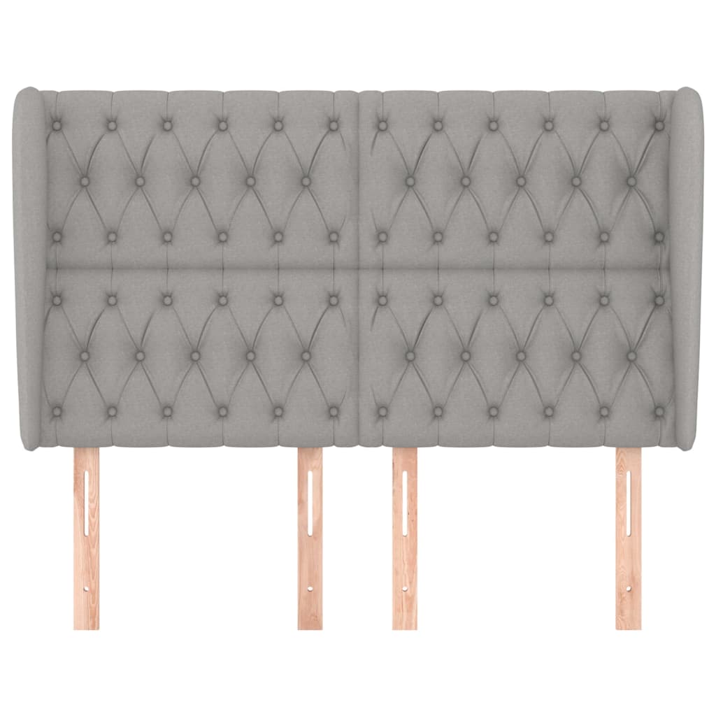 Hoofdbord met randen 147x23x118/128 cm stof lichtgrijs is nu te koop bij PeponiXL, paradijselijk wonen!