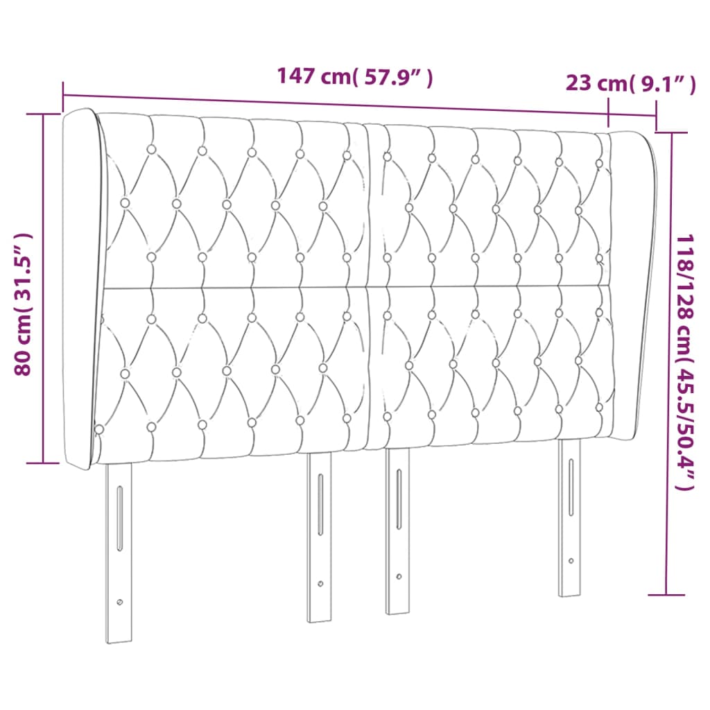 Hoofdbord met randen 147x23x118/128 cm stof lichtgrijs is nu te koop bij PeponiXL, paradijselijk wonen!