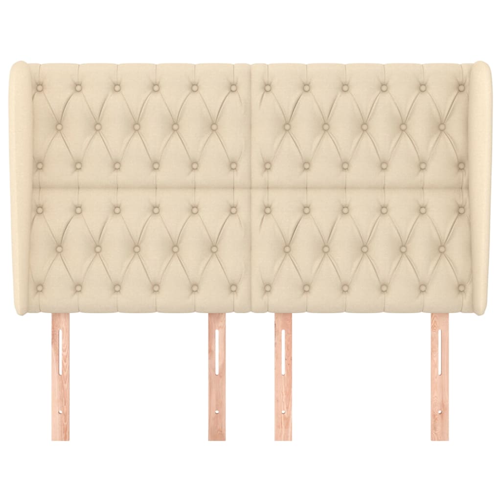 Hoofdbord met randen 147x23x118/128 cm stof crèmekleurig is nu te koop bij PeponiXL, paradijselijk wonen!