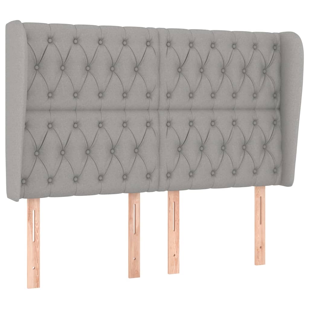 Hoofdbord met randen 163x23x118/128 cm stof lichtgrijs is nu te koop bij PeponiXL, paradijselijk wonen!