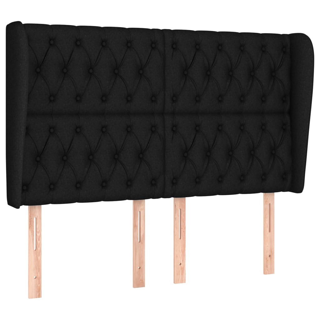 Hoofdbord met randen 163x23x118/128 cm stof zwart is nu te koop bij PeponiXL, paradijselijk wonen!