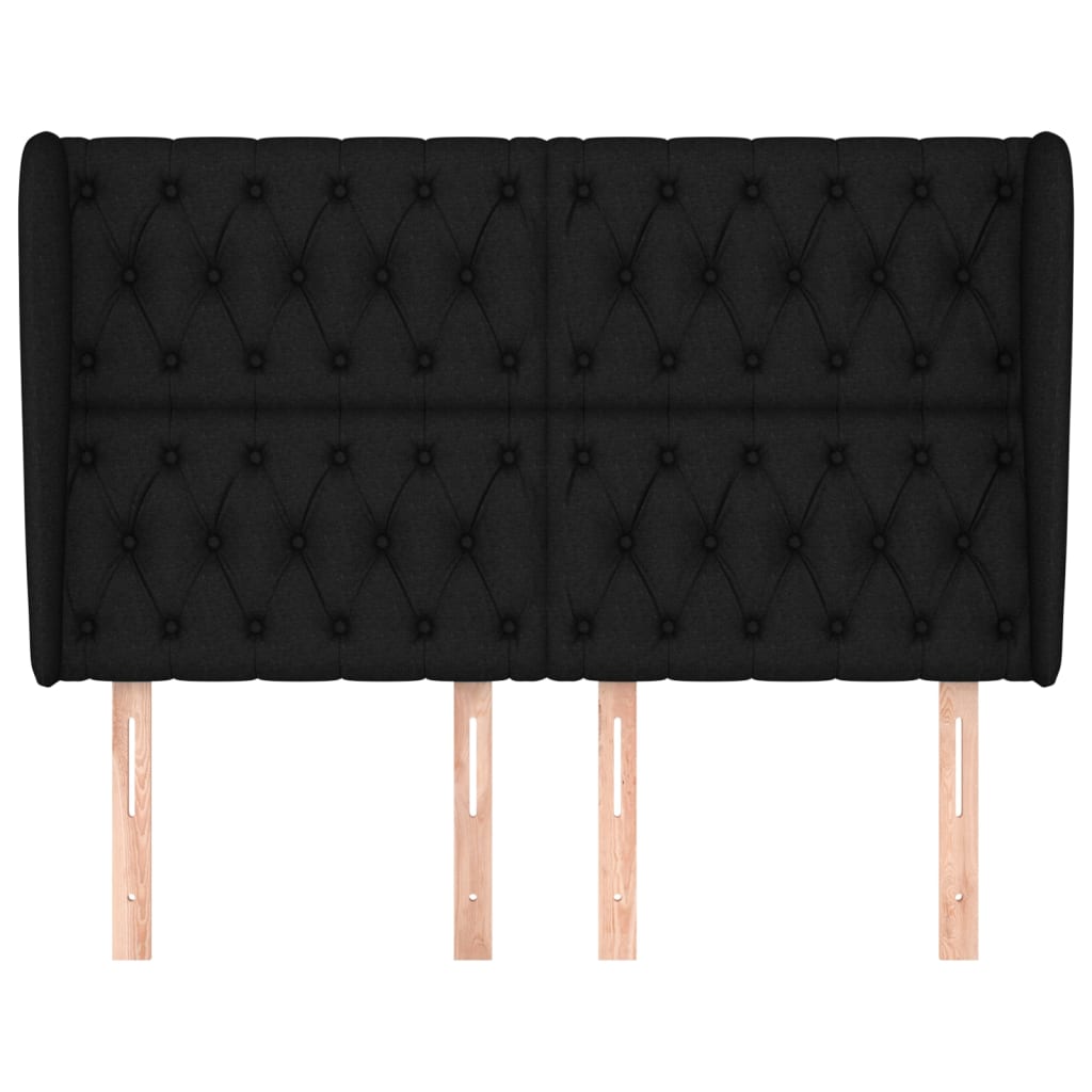 Hoofdbord met randen 163x23x118/128 cm stof zwart is nu te koop bij PeponiXL, paradijselijk wonen!