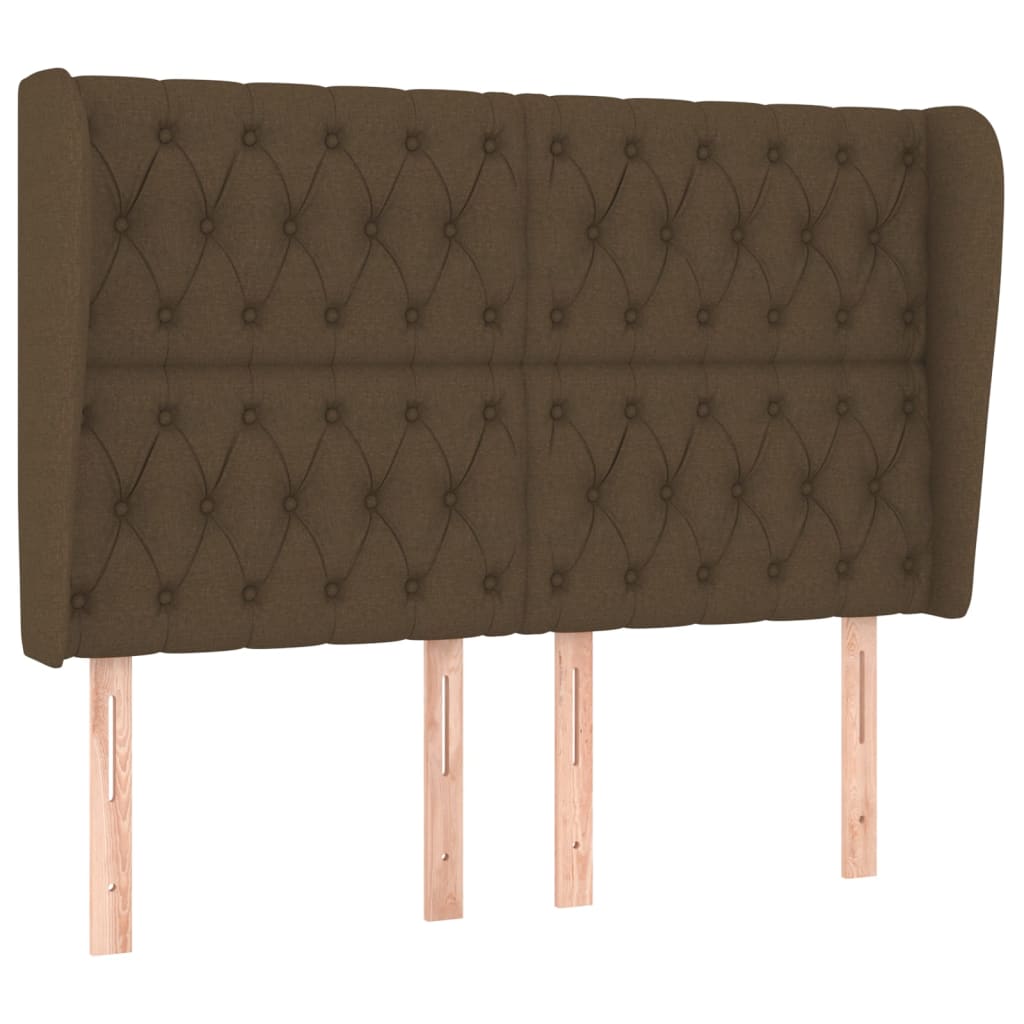 Hoofdbord met randen 163x23x118/128 cm stof donkerbruin is nu te koop bij PeponiXL, paradijselijk wonen!