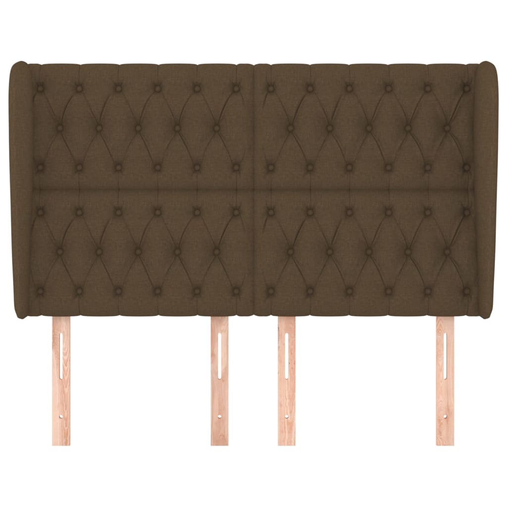 Hoofdbord met randen 163x23x118/128 cm stof donkerbruin is nu te koop bij PeponiXL, paradijselijk wonen!