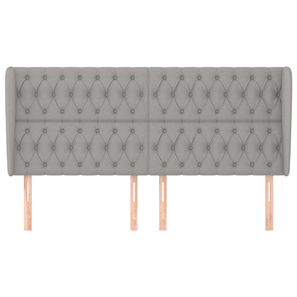 Hoofdbord met randen 183x23x118/128 cm stof lichtgrijs is nu te koop bij PeponiXL, paradijselijk wonen!