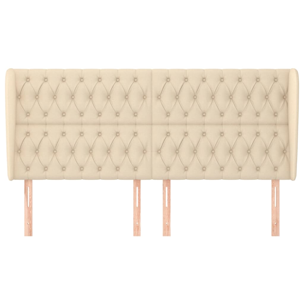 Hoofdbord met randen 183x23x118/128 cm stof crèmekleurig is nu te koop bij PeponiXL, paradijselijk wonen!