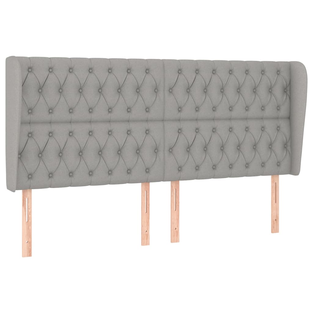 Hoofdbord met randen 203x23x118/128 cm stof lichtgrijs is nu te koop bij PeponiXL, paradijselijk wonen!