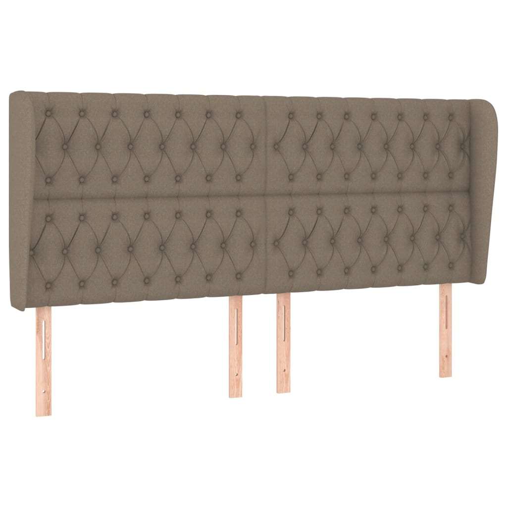 Hoofdbord met randen 203x23x118/128 cm stof taupe is nu te koop bij PeponiXL, paradijselijk wonen!