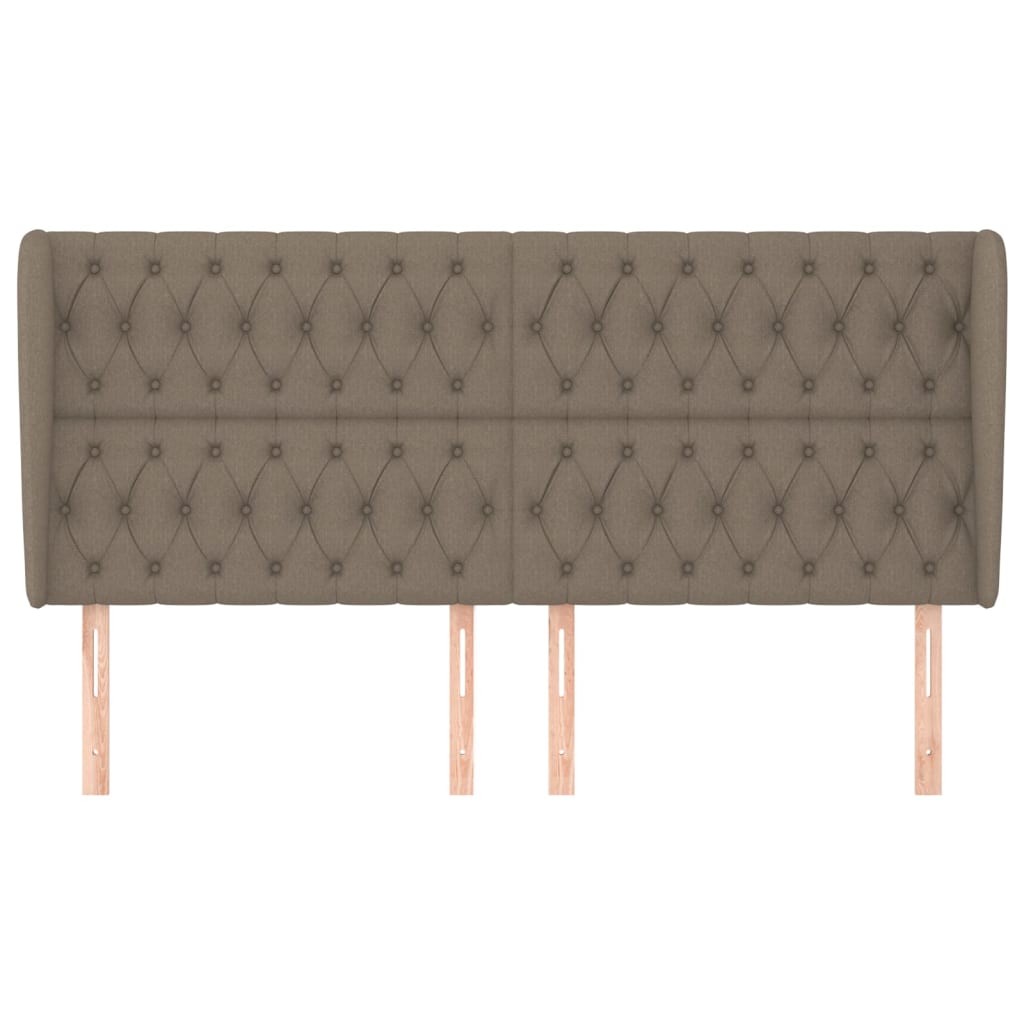 Hoofdbord met randen 203x23x118/128 cm stof taupe is nu te koop bij PeponiXL, paradijselijk wonen!