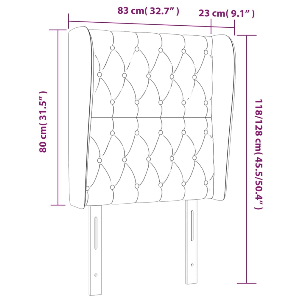 Hoofdbord met randen 83x23x118/128 cm fluweel roze is nu te koop bij PeponiXL, paradijselijk wonen!
