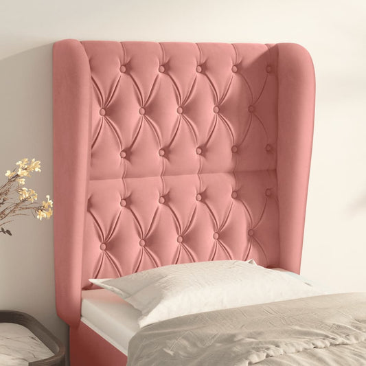 Hoofdbord met randen 83x23x118/128 cm fluweel roze is nu te koop bij PeponiXL, paradijselijk wonen!