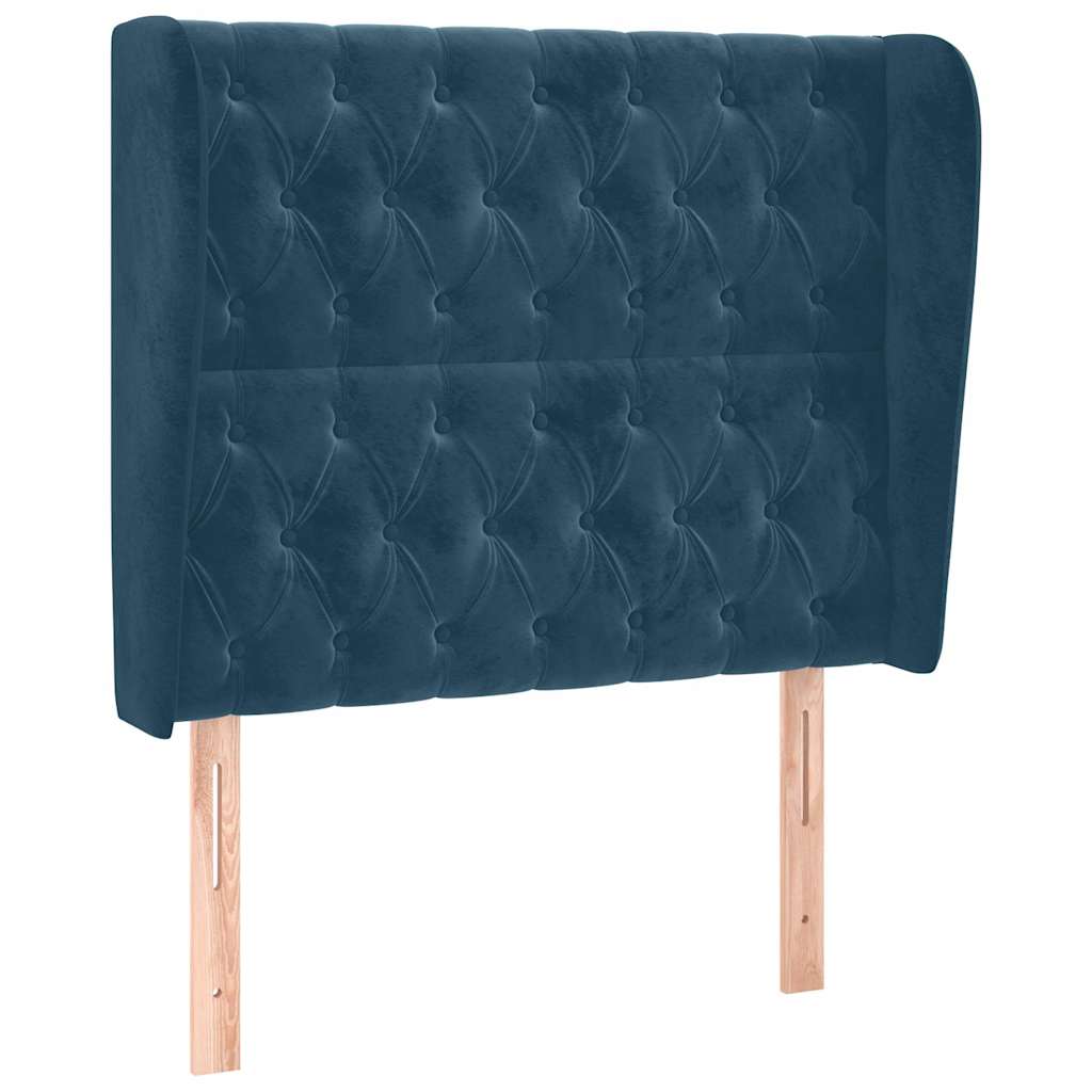 Hoofdbord met randen 93x23x118/128 cm fluweel donkerblauw is nu te koop bij PeponiXL, paradijselijk wonen!