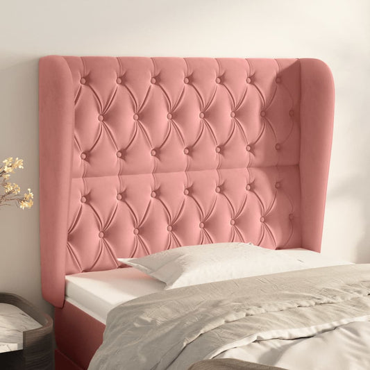 Hoofdbord met randen 103x23x118/128 cm fluweel roze is nu te koop bij PeponiXL, paradijselijk wonen!