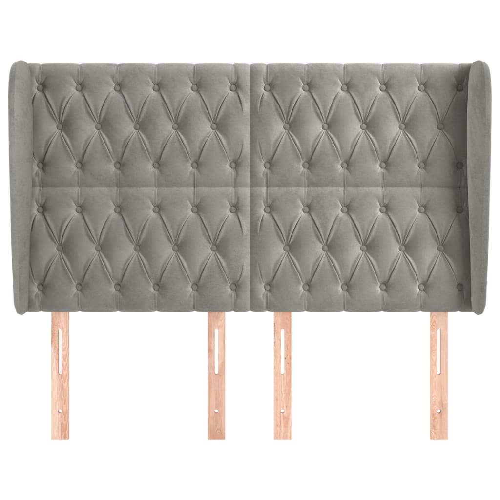 Hoofdbord met randen 163x23x118/128 cm fluweel lichtgrijs is nu te koop bij PeponiXL, paradijselijk wonen!