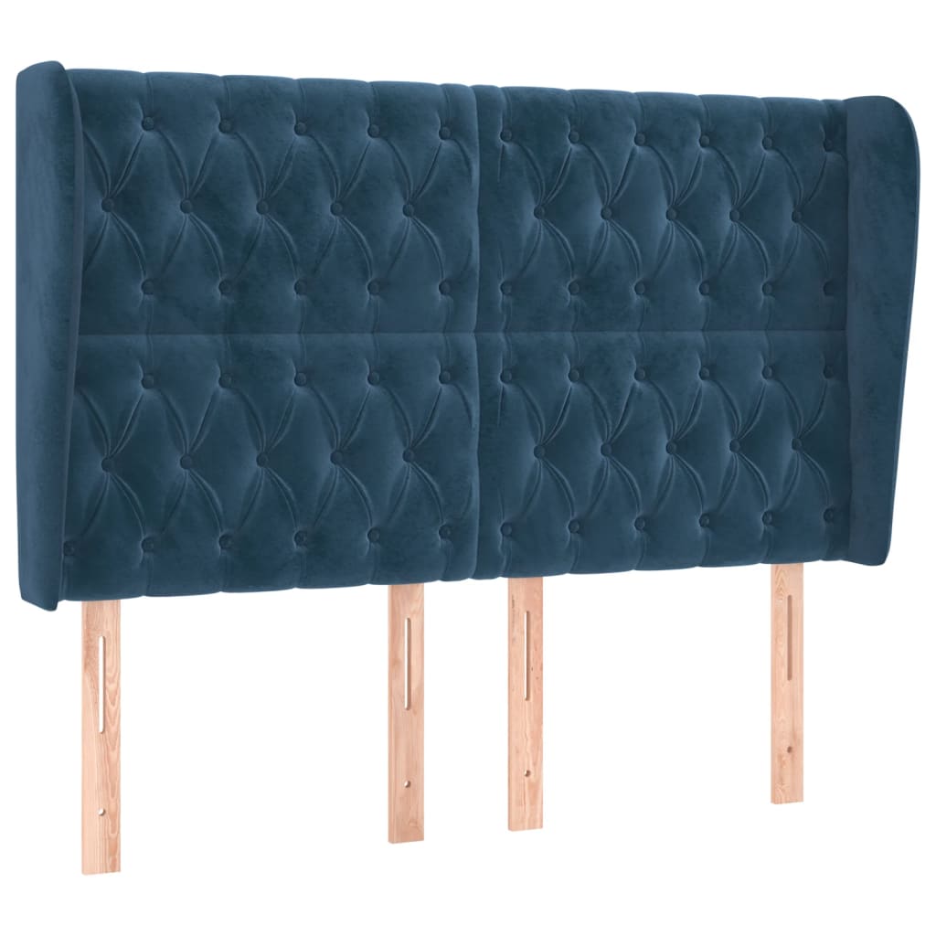 Hoofdbord met randen 163x23x118/128 cm fluweel donkerblauw is nu te koop bij PeponiXL, paradijselijk wonen!