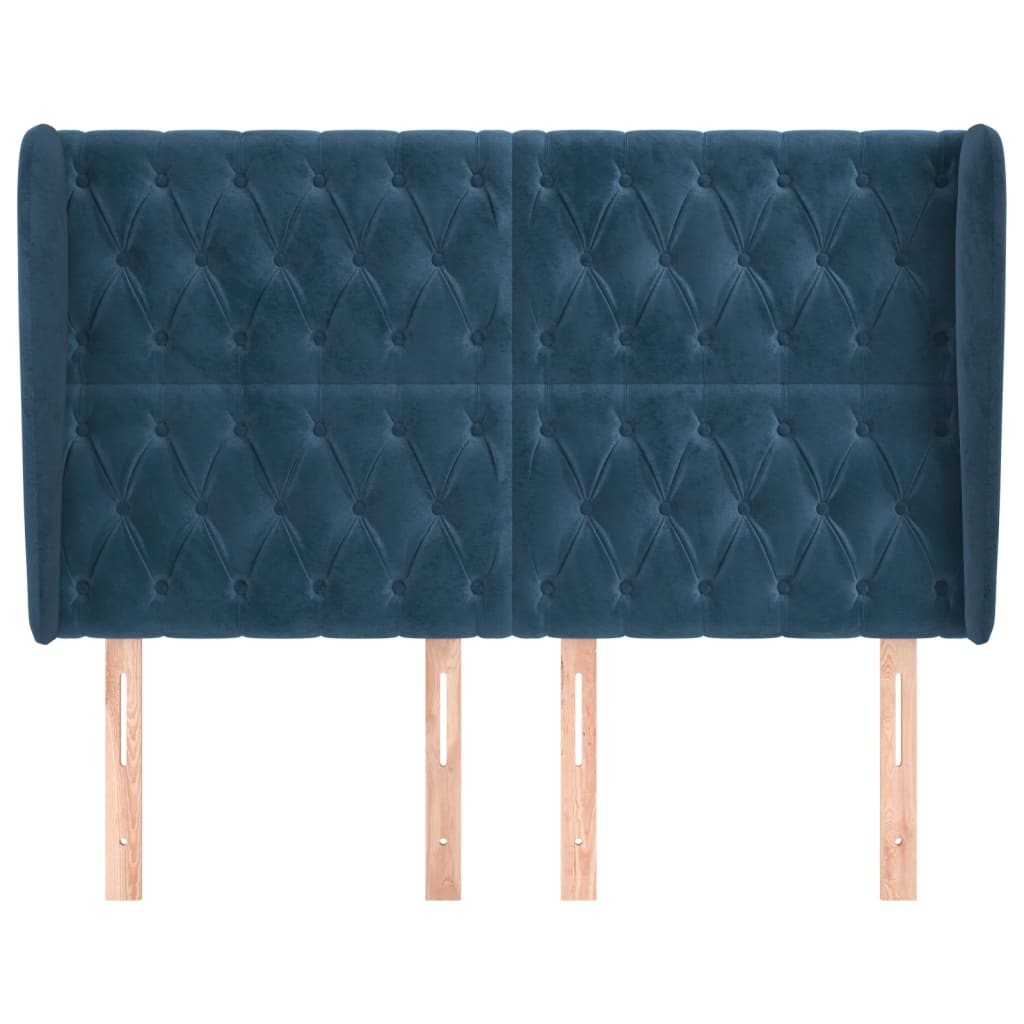 Hoofdbord met randen 163x23x118/128 cm fluweel donkerblauw is nu te koop bij PeponiXL, paradijselijk wonen!