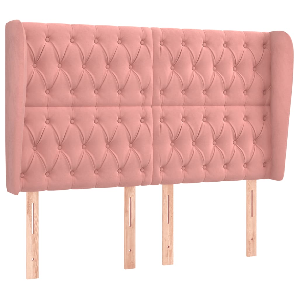 Hoofdbord met randen 163x23x118/128 cm fluweel roze is nu te koop bij PeponiXL, paradijselijk wonen!