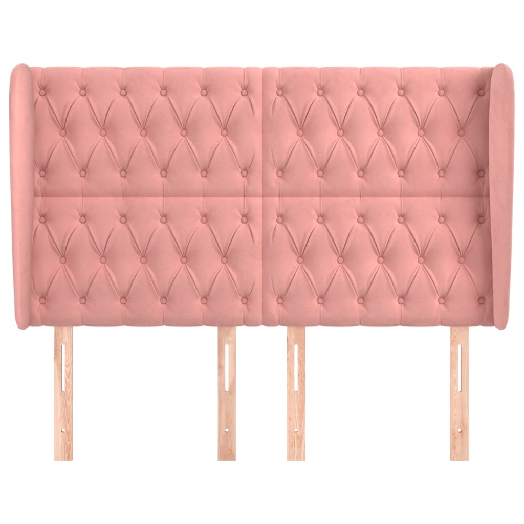 Hoofdbord met randen 163x23x118/128 cm fluweel roze is nu te koop bij PeponiXL, paradijselijk wonen!