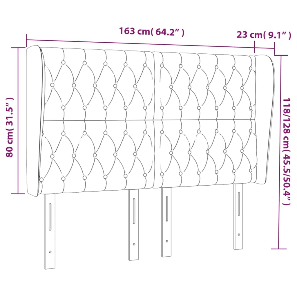 Hoofdbord met randen 163x23x118/128 cm fluweel roze is nu te koop bij PeponiXL, paradijselijk wonen!