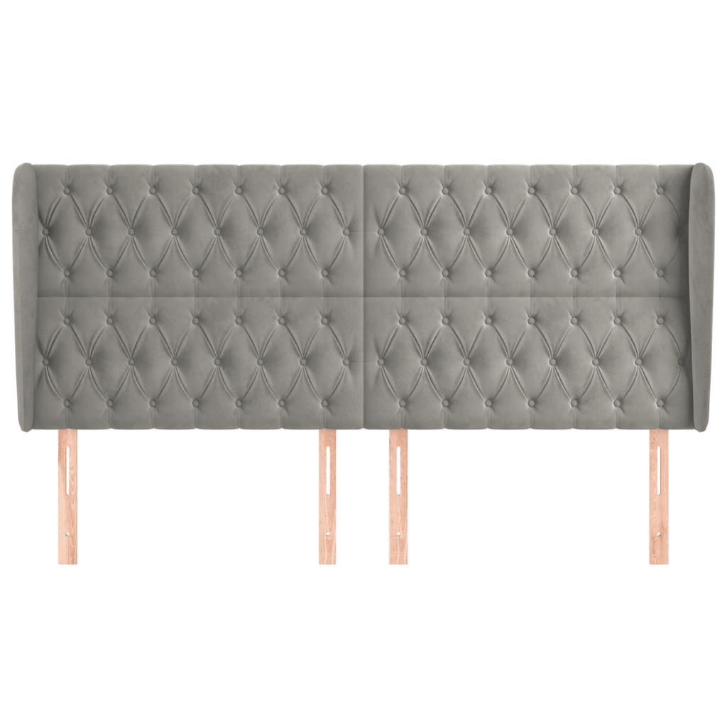 Hoofdbord met randen 183x23x118/128 cm fluweel lichtgrijs is nu te koop bij PeponiXL, paradijselijk wonen!