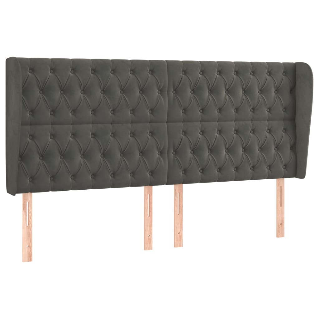 Hoofdbord met randen 183x23x118/128 cm fluweel donkergrijs is nu te koop bij PeponiXL, paradijselijk wonen!