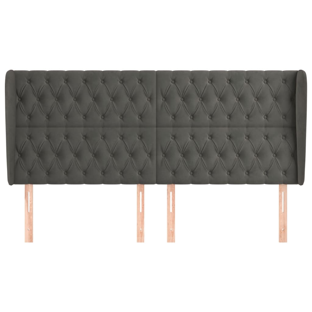 Hoofdbord met randen 183x23x118/128 cm fluweel donkergrijs is nu te koop bij PeponiXL, paradijselijk wonen!
