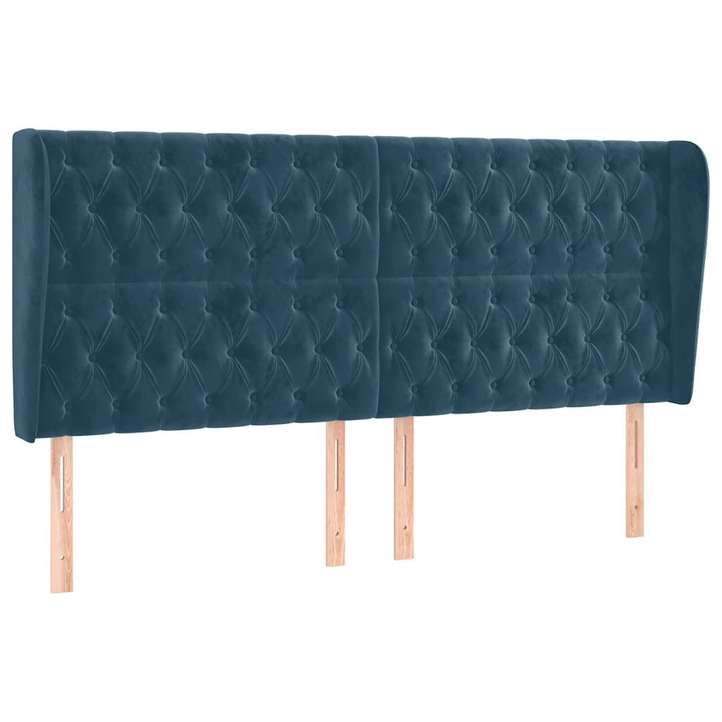 Hoofdbord met randen 183x23x118/128 cm fluweel donkerblauw is nu te koop bij PeponiXL, paradijselijk wonen!