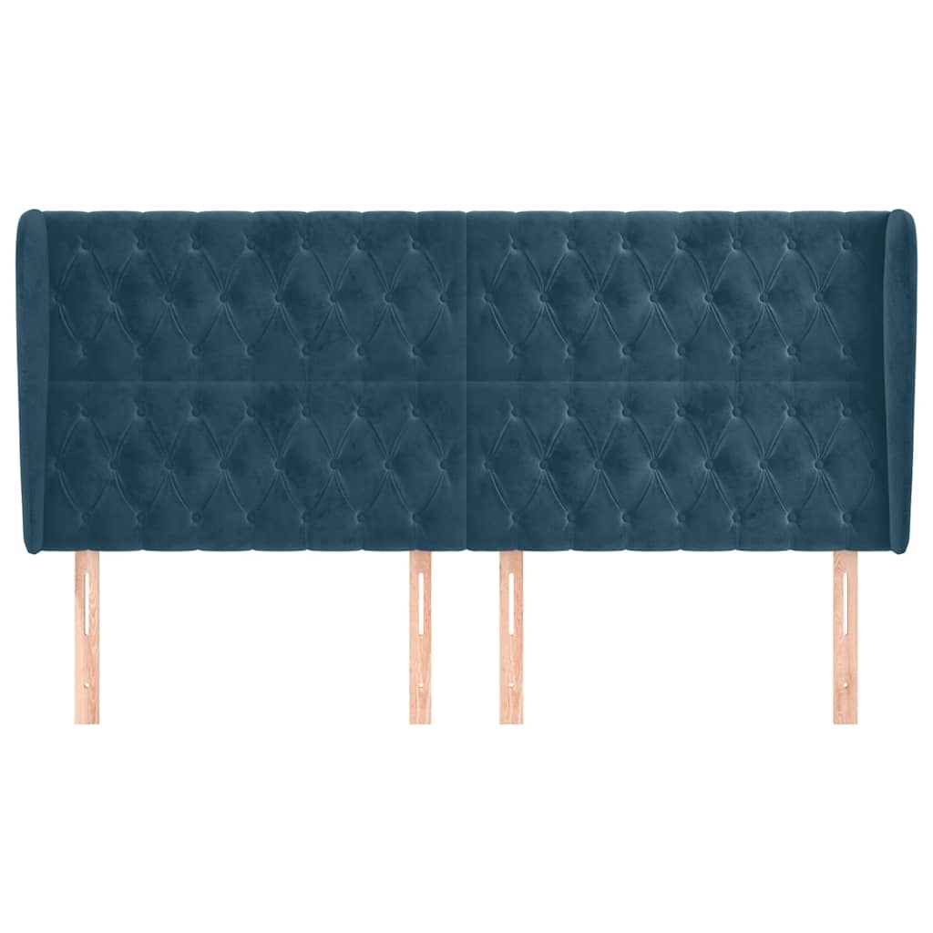 Hoofdbord met randen 183x23x118/128 cm fluweel donkerblauw is nu te koop bij PeponiXL, paradijselijk wonen!