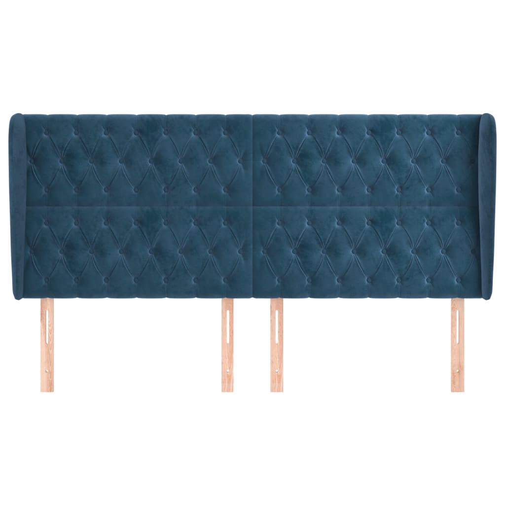 Hoofdbord met randen 203x23x118/128 cm fluweel donkerblauw is nu te koop bij PeponiXL, paradijselijk wonen!