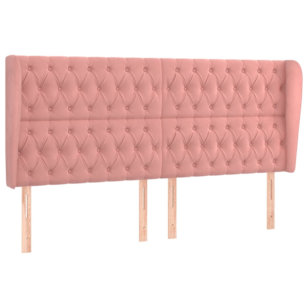 Hoofdbord met randen 203x23x118/128 cm fluweel roze is nu te koop bij PeponiXL, paradijselijk wonen!