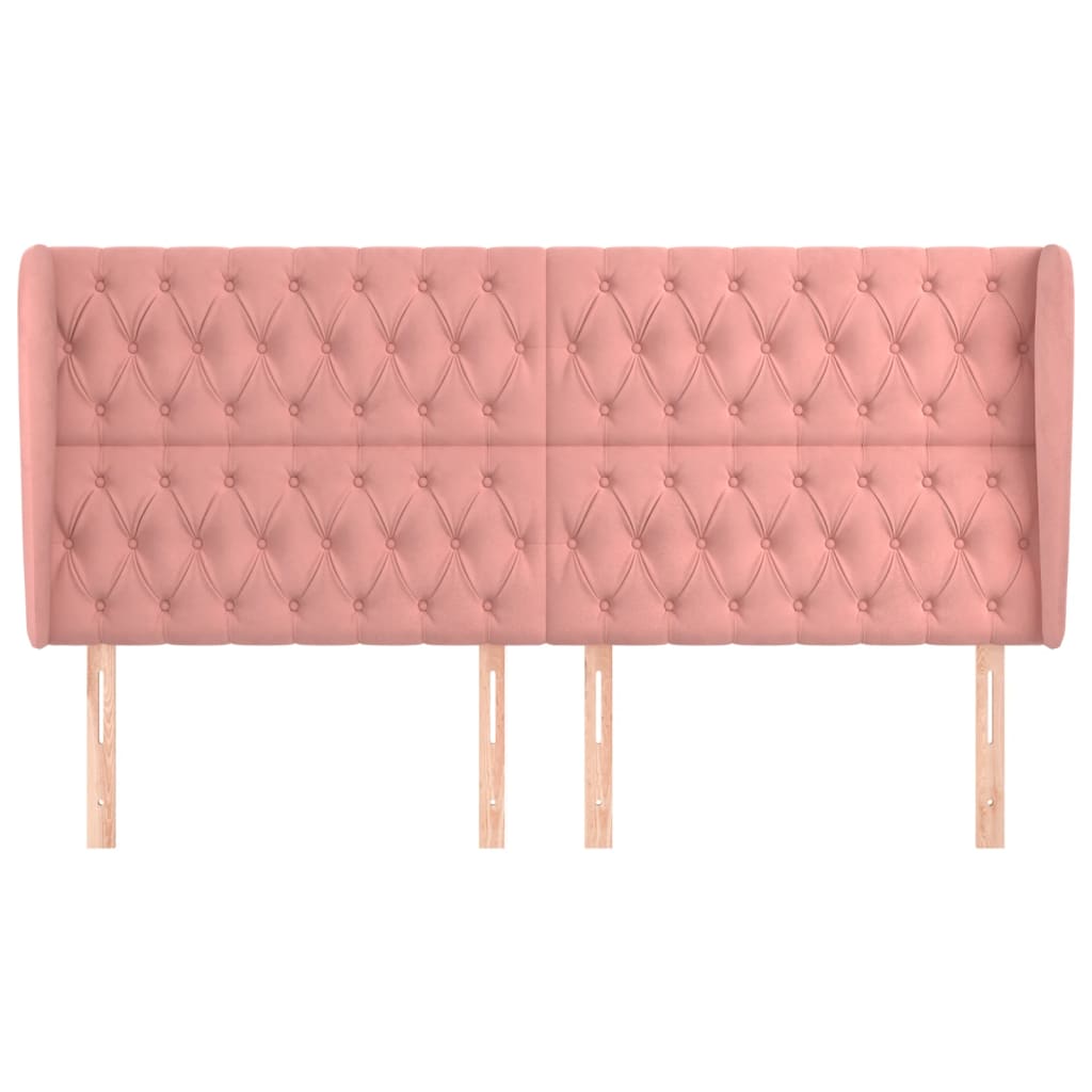 Hoofdbord met randen 203x23x118/128 cm fluweel roze is nu te koop bij PeponiXL, paradijselijk wonen!