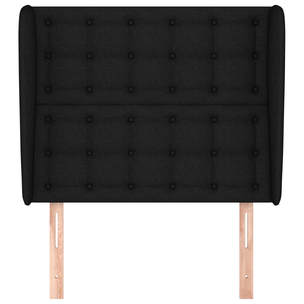 Hoofdbord met randen 83x23x118/128 cm stof zwart is nu te koop bij PeponiXL, paradijselijk wonen!