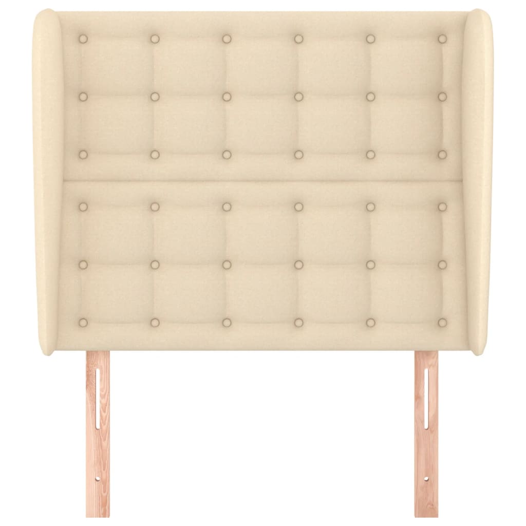 Hoofdbord met randen 83x23x118/128 cm stof crèmekleurig is nu te koop bij PeponiXL, paradijselijk wonen!