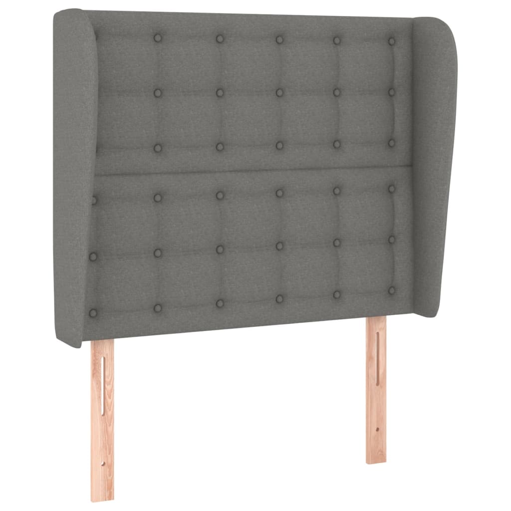 Hoofdbord met randen 93x23x118/128 cm stof donkergrijs is nu te koop bij PeponiXL, paradijselijk wonen!