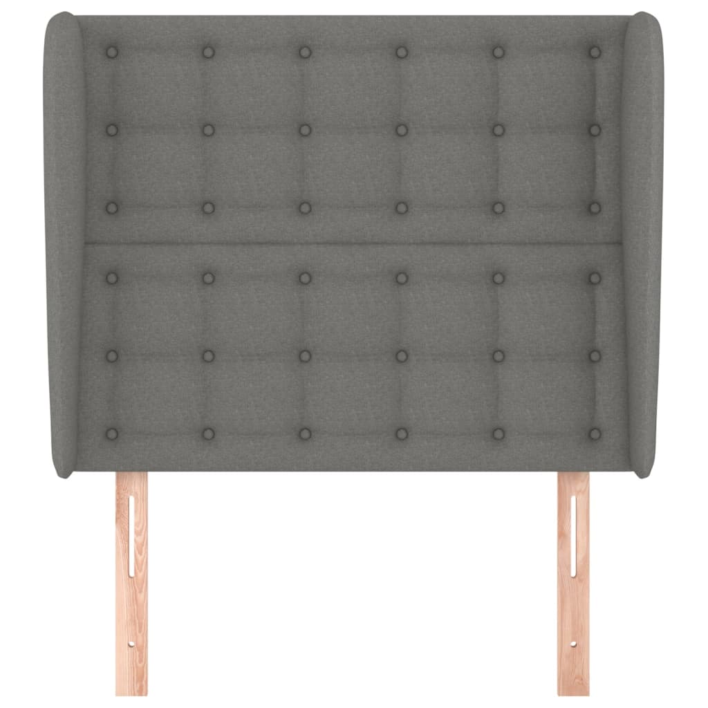 Hoofdbord met randen 93x23x118/128 cm stof donkergrijs is nu te koop bij PeponiXL, paradijselijk wonen!