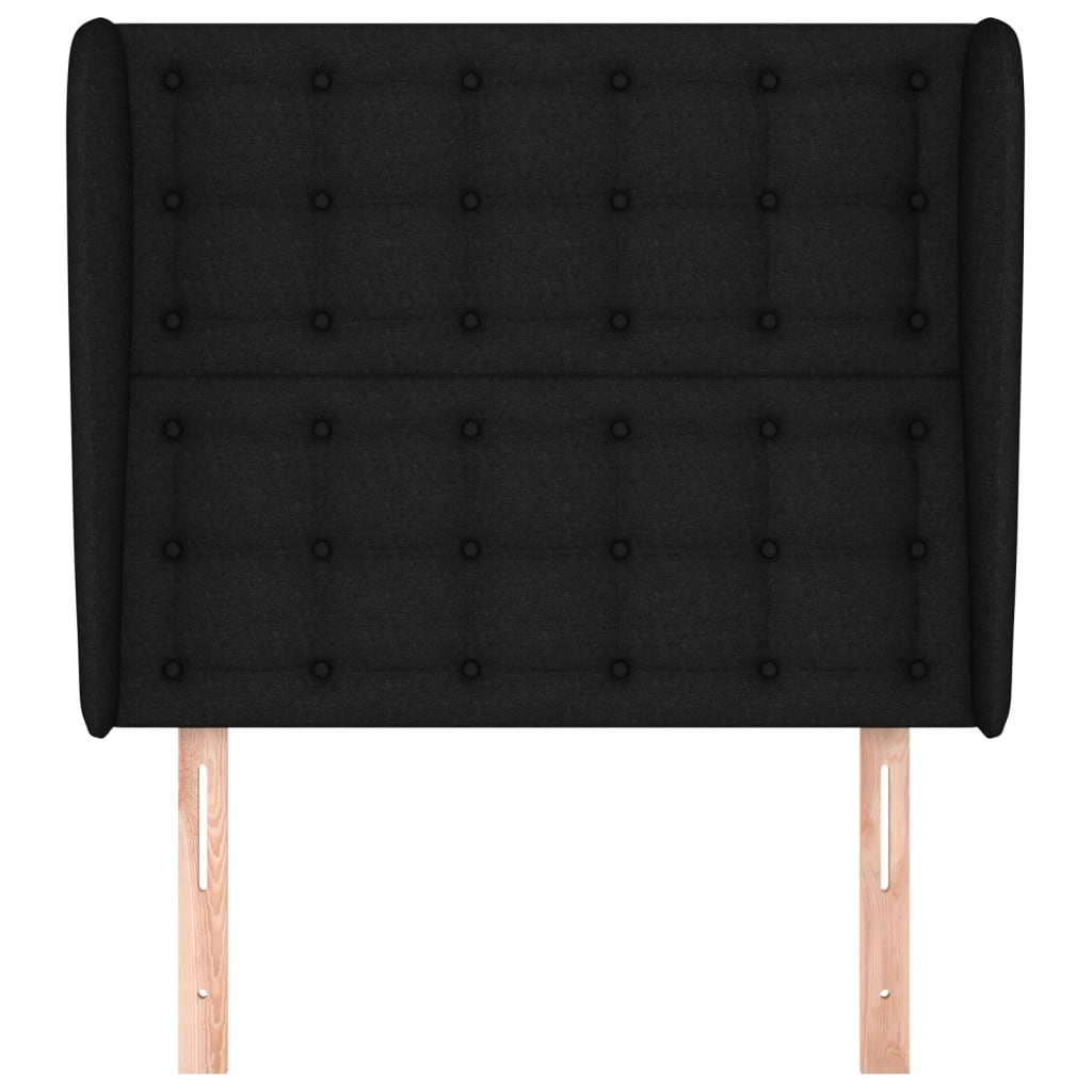 Hoofdbord met randen 93x23x118/128 cm stof zwart is nu te koop bij PeponiXL, paradijselijk wonen!
