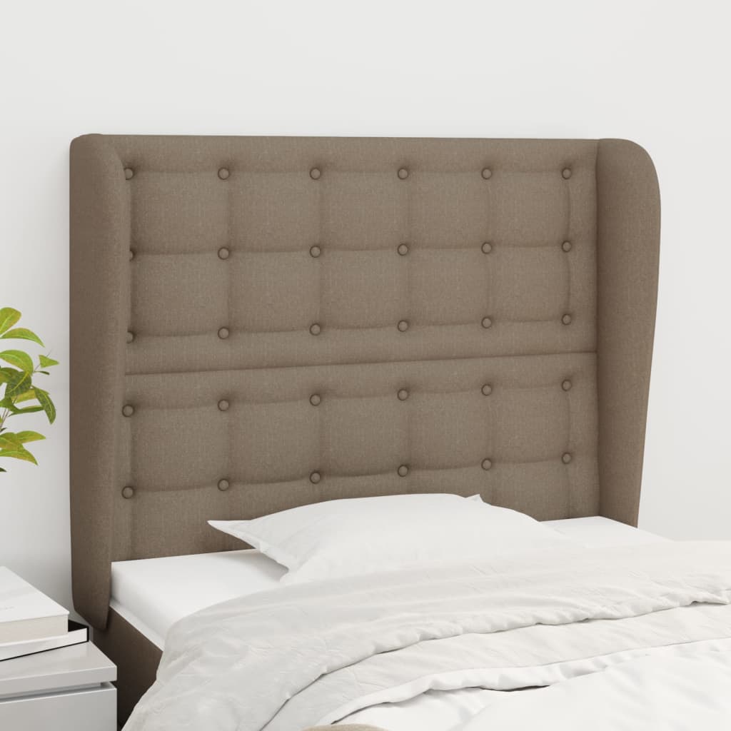 Hoofdbord met randen 93x23x118/128 cm stof taupe is nu te koop bij PeponiXL, paradijselijk wonen!