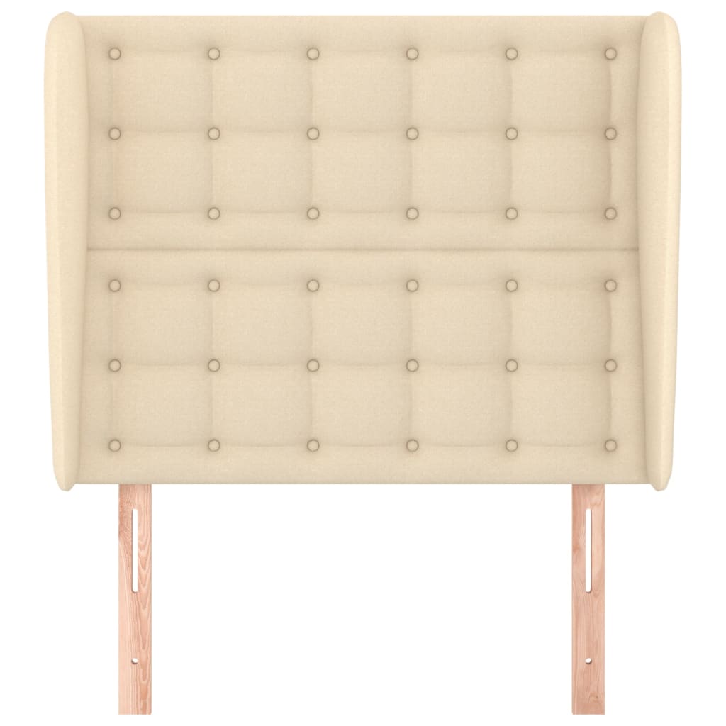 Hoofdbord met randen 93x23x118/128 cm stof crèmekleurig is nu te koop bij PeponiXL, paradijselijk wonen!