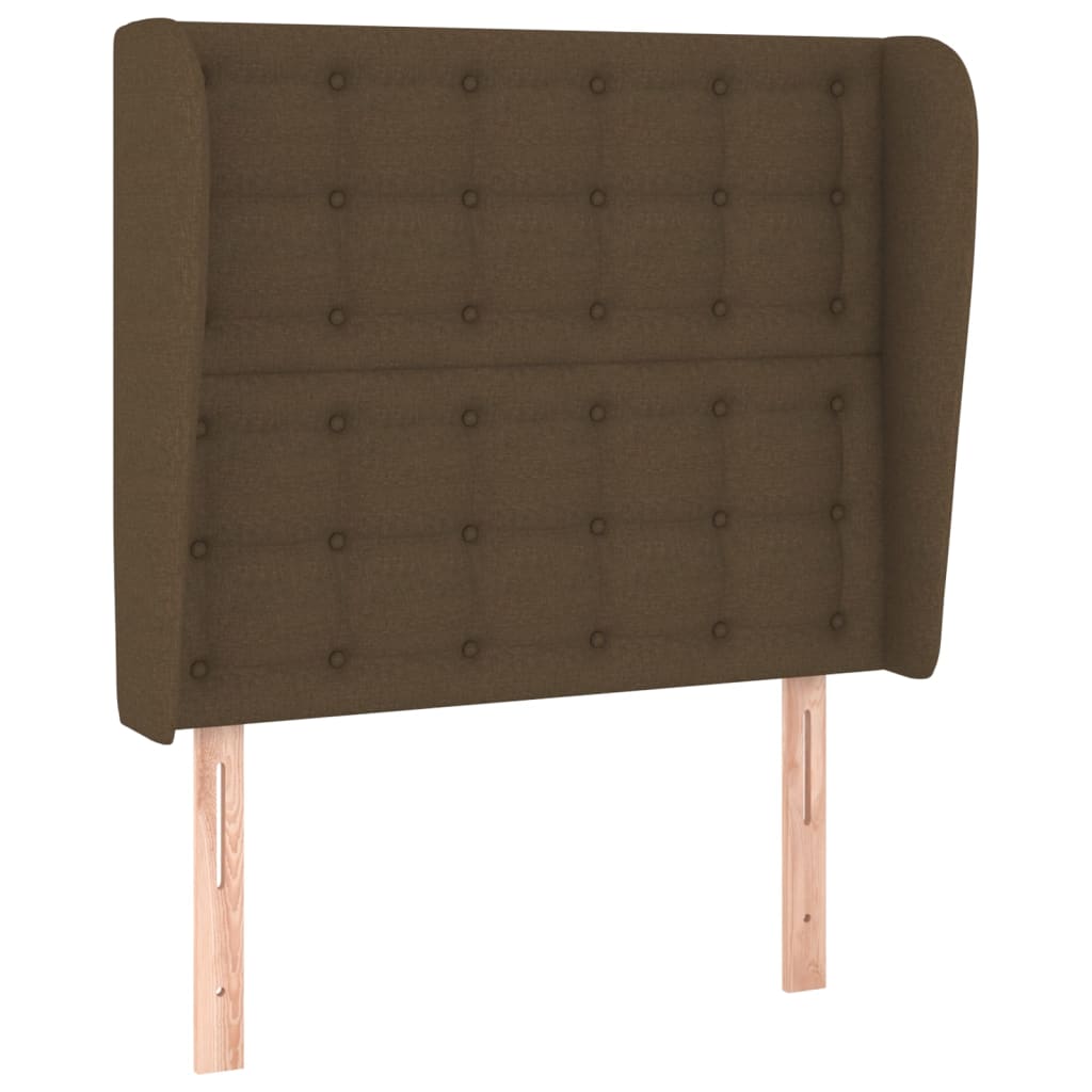 Hoofdbord met randen 103x23x118/128 cm stof donkerbruin is nu te koop bij PeponiXL, paradijselijk wonen!