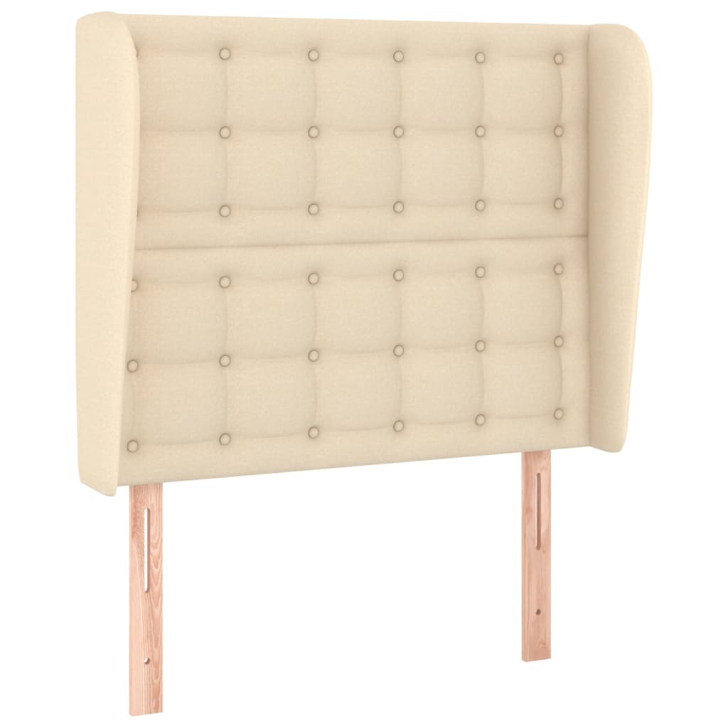 Hoofdbord met randen 103x23x118/128 cm stof crèmekleurig is nu te koop bij PeponiXL, paradijselijk wonen!