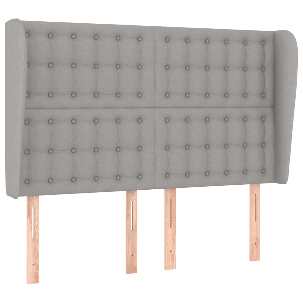 Hoofdbord met randen 147x23x118/128 cm stof lichtgrijs is nu te koop bij PeponiXL, paradijselijk wonen!
