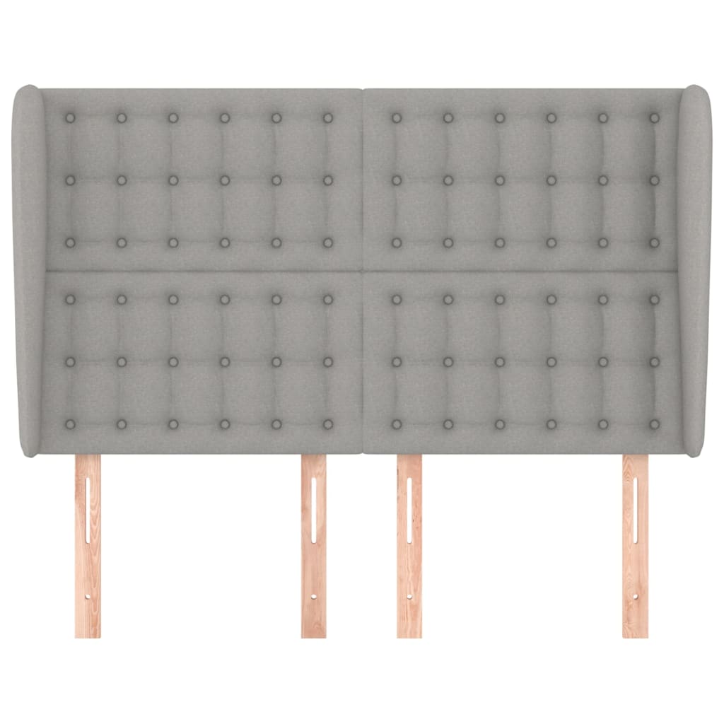 Hoofdbord met randen 147x23x118/128 cm stof lichtgrijs is nu te koop bij PeponiXL, paradijselijk wonen!
