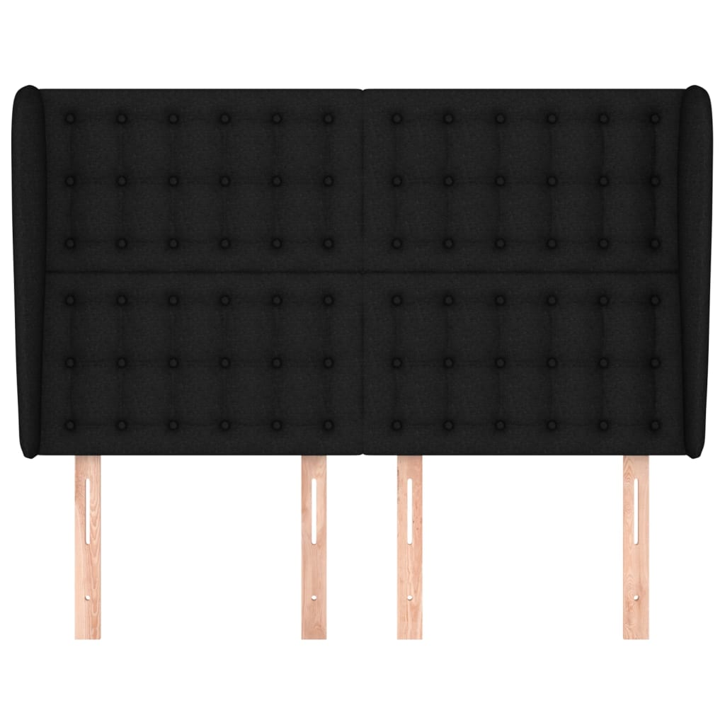 Hoofdbord met randen 147x23x118/128 cm stof zwart is nu te koop bij PeponiXL, paradijselijk wonen!