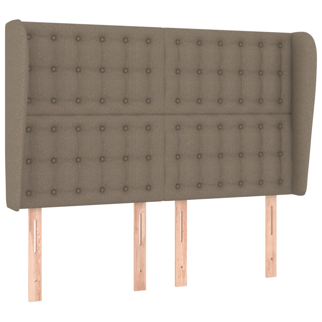 Hoofdbord met randen 147x23x118/128 cm stof taupe is nu te koop bij PeponiXL, paradijselijk wonen!