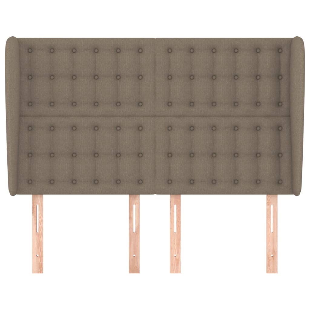 Hoofdbord met randen 147x23x118/128 cm stof taupe is nu te koop bij PeponiXL, paradijselijk wonen!